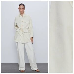 NWT. Zara Cream Pocket Overshirt. Size S.